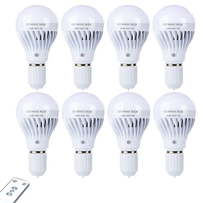 BSOD AC 85-265V 7W LED Magic Bulb with Remote Controller Cool White Emergency Light with Rechargeable Built-in Battery E27 Lamp for Home Indoor Lighting (White 8 Pack) - color: White 8 Pack