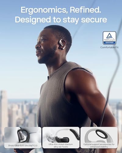 SHOKZ OpenFit Pro Open-Ear Earbuds with Noise Reduction, Dolby Atmos, White | Bundle with Gym Bag; Deep Bass, 50H Playtime, AI call clarity; Bluetooth 6.1; IP55 Secure all-day fit; Gym/Office/Cafe use - color: White