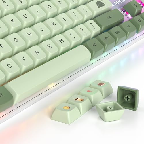 Owpkeenthy Full Size Green Mechanical Gaming Keyboard with Number Pad, Wired 100% Office NKRO Keyboard RGB Backlit 104 Keys with Red Switch for PC Gamer (104 Matcha) - color: 104 Matcha/Red Switch