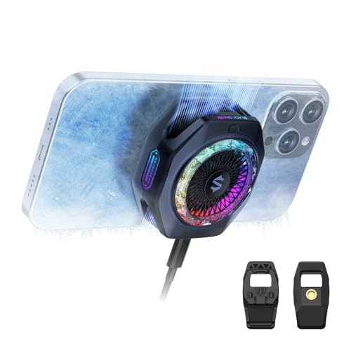 Black Shark Magnetic Phone Cooler 5 Pro - 18 Addressable RGB LEDs, Detachable Grip, APP-Controlled Thermostatic Cooling Fan for iPhone MagSafe/Android/iPad -Gaming/Streaming/Photography - color: 5 Pro Black