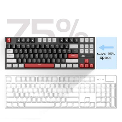 MageGee 75% Mechanical Gaming Keyboard, Red Switch, LED Blue Backlit, 87 Keys Compact TKL Wired Computer Keyboards for Windows Laptop PC Gamer - Black/Grey - color: Black Grey/Red Switch