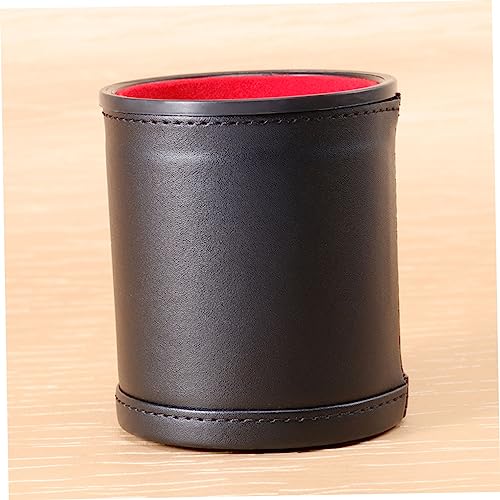 ibasenice 3pcs Dice Game Box Dice Cup Pu Leather Storage Cups Entertainment Games Toy - color: Black+redx3pcs, size: 8X9.2CMx3pcs