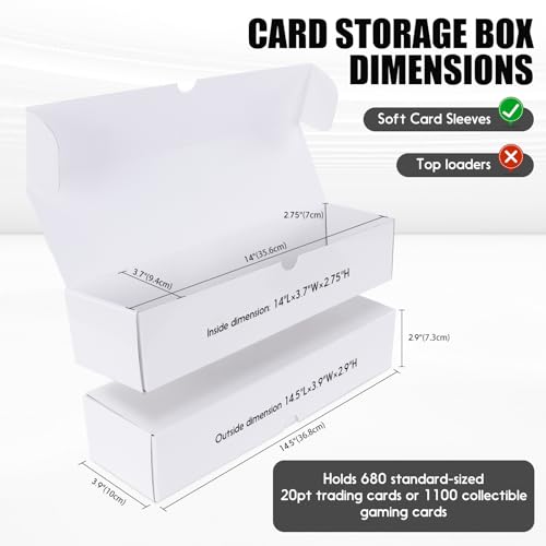 Trading Card Storage Box, 8-Pack 1100 Count Card Storage Box | White Corrugated Cardboard Boxes With Dividers, Bulk Card Storage For Baseball/TCG/MTG/Sports Cards
