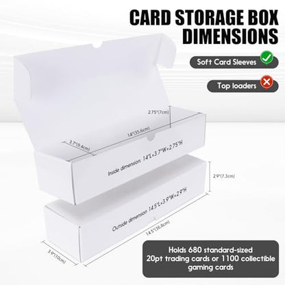 Trading Card Storage Box, 8-Pack 1100 Count Card Storage Box | White Corrugated Cardboard Boxes With Dividers, Bulk Card Storage For Baseball/TCG/MTG/Sports Cards