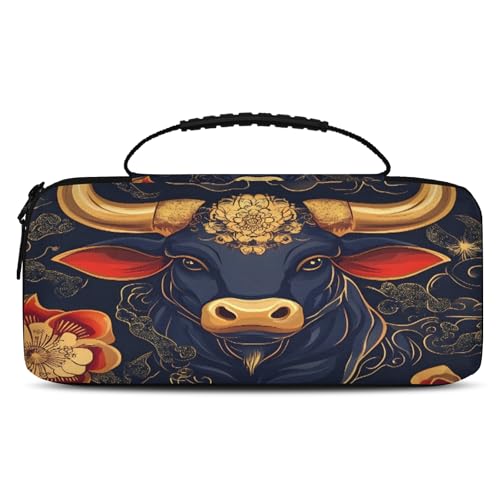 Adornori Boho Carrying Case Compatible with Nintendo Switch 2, with 20 Games Cartridges, Portable Travel Carry Case Pouch for Accessories & Game Cards, Bull Cow - color: Multicolor 14