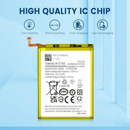 SHENMZ 5800mAh Battery for Galaxy A13 5G SM-A136 with Repair Tools | EB-BA136ABY Battery for Samsung Galaxy A13 5G SM-A136U/U1/W Overcharge/Overheat/Short-Circuit Protection - style: A13