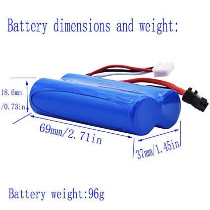 Blomiky 2 Pack 7.4V 1500mAh Li-ion Rechargeable Battery SM-2P Plug with T Adapter and USB Cable Suitable for H101 H103 H105 RC Boat RC Trucks / H101 Battery & T 2
