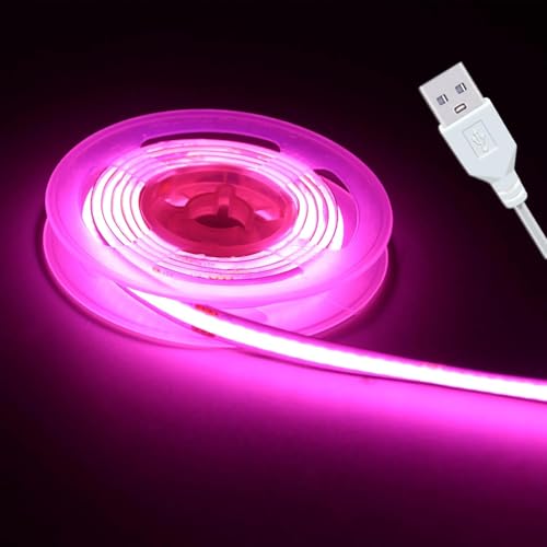Short LED Strip Lights, Pink, 5V USB COB (3.28FT/1M) | 5W Small COB Strip Flexible LED Tape Light, Not Dimmable, For Display Cabinet Home DIY Room Decor TV - color: 3.28FT/PINK