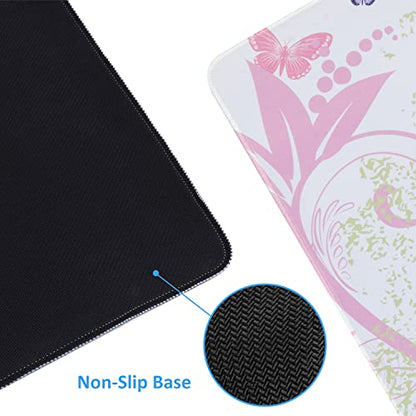 iCasso Extended Gaming Mouse Pad 35.4x15.7in,Game,Home,Butterfly Girl | Non-Slip Rubber Base Mousepad with Stitched Edges,Waterproof Keyboard Mouse Mat Desk Pad for Work Office - color: Butterfly Girl