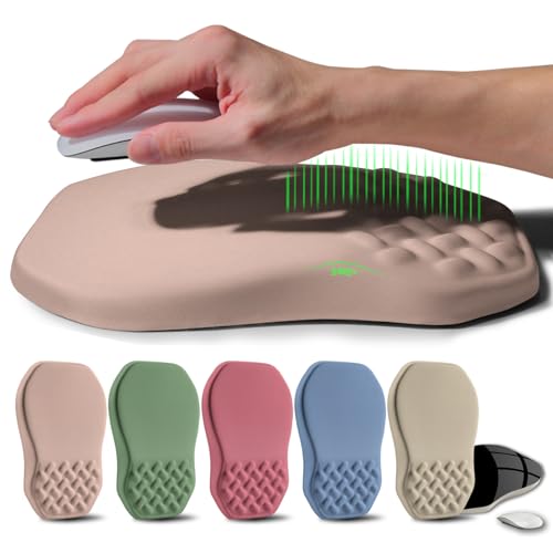 Ergonomic Raised Mouse Pad Wrist Support with Bilateral Slope Memory Foam Mousepad for Wrist Rest and Carpal Tunnel Pain Relief 11.8x7.9〃 Apricot Pink - color: Apricot Pink