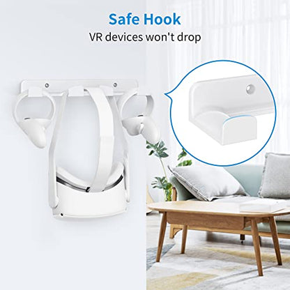 SOKUSIN VR Wall Mount - Storage Stand Holder Hook for Meta/Oculus Quest 3/2/Quest/Rift/ Rift S/PSVR 2/Valve Index/ HTC Vive/HP Reverb G2/Playstation VR Headsets, Gaming Controller Hanger Space Saving - color: White