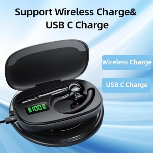 Bluetooth Headset Wireless Earpiece Earbuds with Noise Canceling Microphone 160H Standby Time Hands Free Headphones Single Ear Earphones for IOS Android Samsung Cell Phones Business Home Office Gaming
