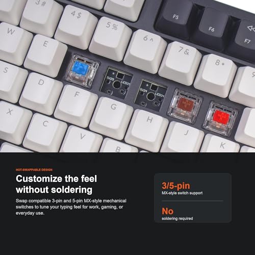 Keychron C1 Wired Mechanical Keyboard, TKL 87-Key Tenkeyless Gaming Keyboard for Mac Windows, Hot-Swappable Gateron G Pro Red Switches, White Backlit, USB-C, Double-Shot ABS Keycaps - color: Hot-swap Gateron G Pro Red Switch