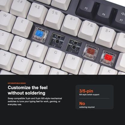 Keychron C1 Wired Mechanical Keyboard, TKL 87-Key Tenkeyless Gaming Keyboard for Mac Windows, Hot-Swappable Gateron G Pro Red Switches, White Backlit, USB-C, Double-Shot ABS Keycaps - color: Hot-swap Gateron G Pro Red Switch