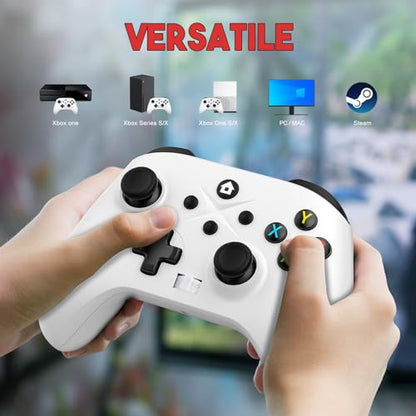 Dinosoo Wireless for Xbox Controller Series X|S One & Windows 10/11, with Turbo, Macro, Mute Button, Battery, Dual Vibration, White - color: White