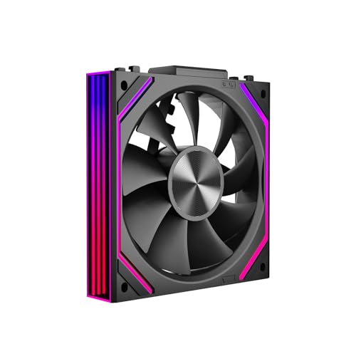 Interstellar V2 RS 120mm PC Reverse Blade Case Fan Infinity Mirror Module Daisy-Chain ARGB Fan Triple Pack Suitable Computer Cooling Fans 360mm AIO Cooler(Black) - color: V2RS Black Reverse-1Piece