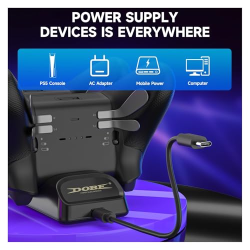 Dual Controller Charger for Switch 2 Pro, Switch Pro, PS5 & Xbox Series X/S | Charges two USB-C controllers for Switch 2 Pro, Switch Pro, PS5 or Xbox Series X/S; third-party controller fit mayvary