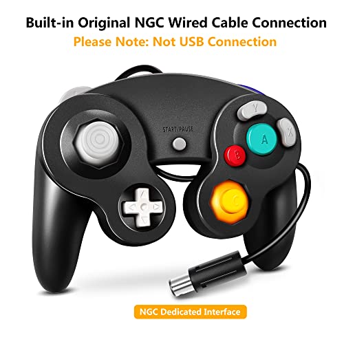 FIOTOK Gamecube Controller,Wired Controller for Wii & Gamecube (Black) - color: Black