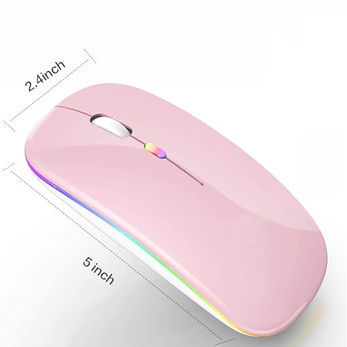 PEIBO Bluetooth Wireless Mouse for Laptop mac MacBook ipad MacBook air MacBook pro pc Desktop Computer Windows Chromebook Notebook (Pink White) - color: PINK white