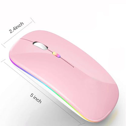 PEIBO Bluetooth Wireless Mouse for Laptop mac MacBook ipad MacBook air MacBook pro pc Desktop Computer Windows Chromebook Notebook (Pink White) - color: PINK white