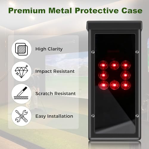 Protective Shield for Square Golf Launch Monitor, Metal Square Golf Protective Case with High-Transparency Acrylic Panel, Indoor/Outdoor Use, Protects Against Collisions