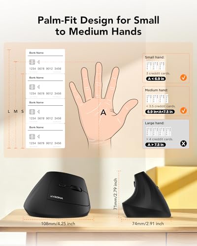 KYSONA Ergonomic Mouse Wireless, Bluetooth Vertical Mouse, 5-Level Adjustable DPI, 2.4G Silent Switch Mice for Windows, MacOS, IPadOS, Laptop, PC, Black - color: Black