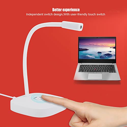 USB Desktop Microphone, Pc Laptop Mic 360° Adjustable Position Gooseneck Style with Touch Switch for Recording for Gaming Streaming(White)