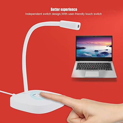 USB Desktop Microphone, Pc Laptop Mic 360° Adjustable Position Gooseneck Style with Touch Switch for Recording for Gaming Streaming(White)