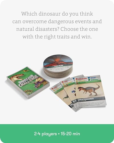 SimplyFun Dinosaur Challenge - Learn About Dinosaurs and Situational Analysis - Engaging and Educational Kids Card Game - 2 to 4 Players - Ages 7 & Up - style: Dinosaur Challenge