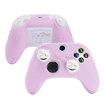 GeekShare Protective Skin Grips Set Compatible with Xbox Series X/S Controller, Sweet Purple Silicone Cover Case for Xbox Controller with 2 Thumb Grip Caps and 2 Stickers - Mikko