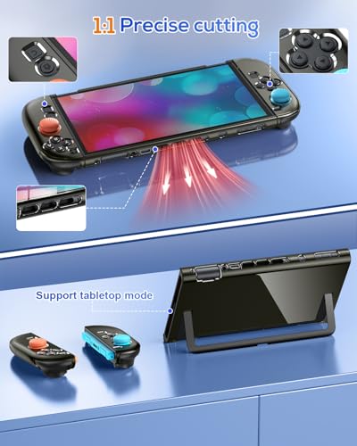 FYOUNG Protective Case for Nintendo Switch 2, Slim Hard Shell Accessories | Switch 2 Cute Case, Scratch&Shock Protection Cover with Screen Protector, 8 Thumb Grip (Translucent Black, Switch 2 7.9inch) - color: Translucent Black