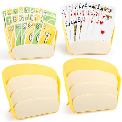 Playing Card Holders, 4 Pack Hands-Free Card Stands | 3-layer slanted card trays for adults, seniors, poker, bridge, canasta, travel, and tabletop game nights