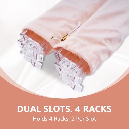 FUYIHGL® 2PCS Mahjong Rack with Pusher Storage Bag: 2 Compartments Fits 4 American Mah Jongg Racks Pushers - Pink Soft Velvet Sleeve with Drawstring - Travel Mah Jongg Accessories and Gifts - color: Pink | 2pcs