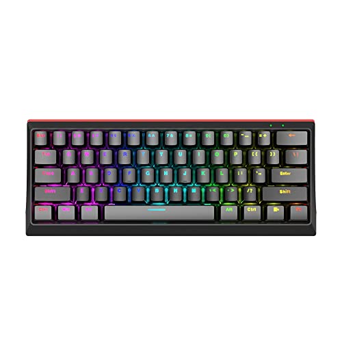 MARVO KG962 Mechanical Gaming Keyboard - 60 Percent Compact Format, Rainbow Backlit, Full Anti Ghosting with N Key Rollover, Red Switches, UK Layout