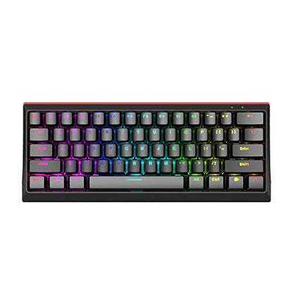MARVO KG962 Mechanical Gaming Keyboard - 60 Percent Compact Format, Rainbow Backlit, Full Anti Ghosting with N Key Rollover, Red Switches, UK Layout