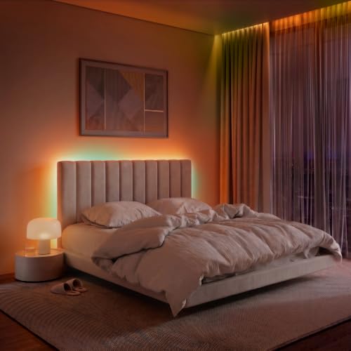 LED Strip Lights for Bed Headboard, 26.2ft Multicolor + Tunable White Backlight with App & Remote, Music Sync Dimmable for Behind Bed & Bedroom, Mount Kit (4 Mounting Options) - color: Multicolor + Tunable White, size: Bed Headboard