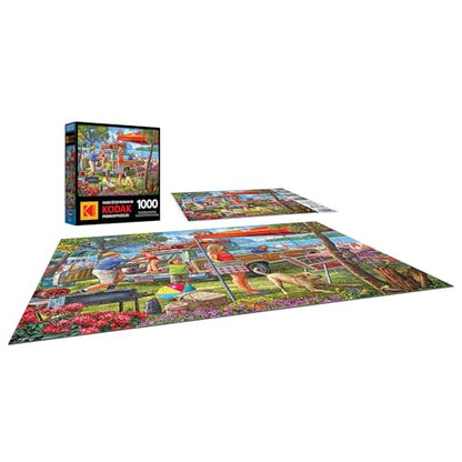 RoseArt Kodak Premium Family Beach Vacation 1000 Piece Jigsaw Puzzle | 20" x 27" Finished Size, Puzzle for Adults, Fully Interlocking Pieces, Bonus Poster Included, Made in USA - style: Family Beach Vacation