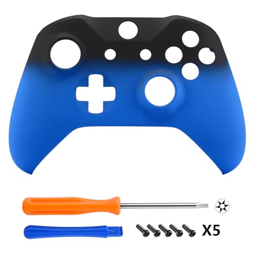 eXtremeRate Shadow Blue Faceplate Cover, Soft Touch Front Housing Shell Case, Comfortable Soft Grip Replacement Kit for Xbox One S & Xbox One X Controller - Controller NOT Included - color: Shadow Blue