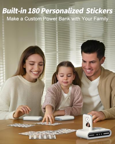 GOODaaa Portable Charger, 3-Pack 10000mAh Slim Power Bank Built in Cables, 3 Outputs 1 Inputs Family Power Hub for All Mobile Devices, Charging Station Set Includes 140 DlY Stickers, for Home,Office - color: White