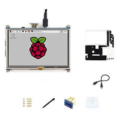 waveshare 5inch HDMI LCD Resistive Touch Screen Display 800x480 High Resolution Monitor HDMI Interface Fits Raspberry Pi with Bicolor Holder Case Lower Power Consumption