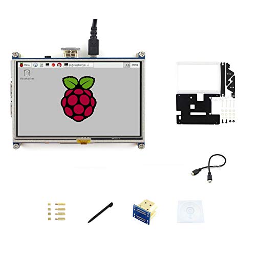 waveshare 5inch HDMI LCD Resistive Touch Screen Display 800x480 High Resolution Monitor HDMI Interface Fits Raspberry Pi with Bicolor Holder Case Lower Power Consumption