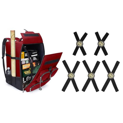 ENHANCE Tabletop Board Game Backpack (Dragon Red) + Board Game Bands - Bundle