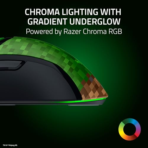 Razer Cobra Wired Gaming Mouse, 58g Lightweight, Minecraft Edition | Gen-3 Optical Switches, Chroma RGB Lighting Underglow, 8500 DPI Optical Sensor, 100% PTFE Mouse Feet, Speedflex Cable - color: Minecraft Edition