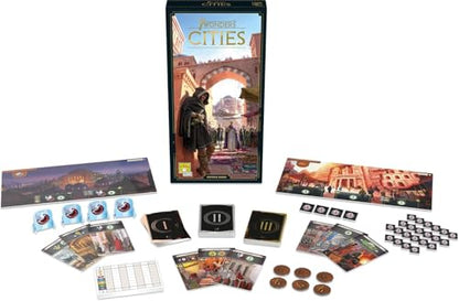 Asmodee 7 Wonders Cities Board Game EXPANSION - Forge Alliances and Expand Your Influence, Civilization Strategy Game for Kids and Adults, Ages 10+, 3-7 Players, 40 Min Playtime
