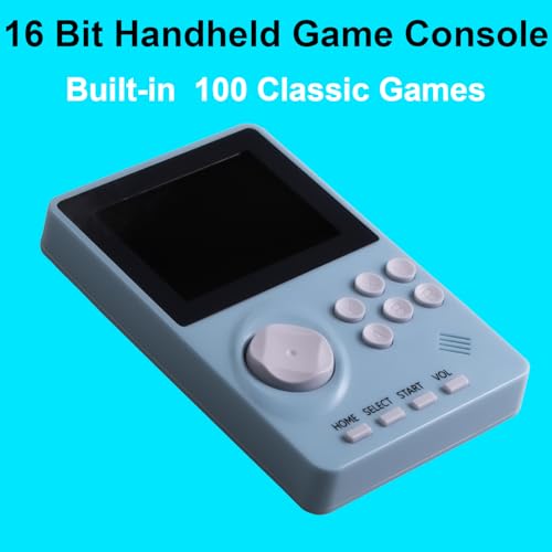 16 Bit Handheld Video Game Console for Kids Adults，2.8-inch Super Wide Lcb Preloaded 100 HD Handheld Game Console Seniors Electronic Game Player Birthday Present Xmas(Light Blue) - color: Light Blue