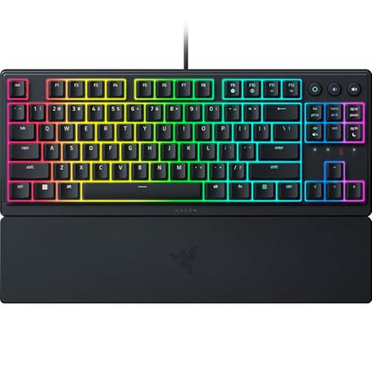 Razer Ornata V3 TKL Gaming Keyboard, Low-Profile Keys, Black | Mecha-Membrane Switches, UV-Coated Keycaps, Backlit Media Keys, 8-Zone RGB Lighting, Spill-Resistant, Magnetic Wrist Rest - color: Classic Black, size: V3 TKL