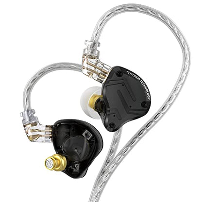KZ ZS10 PRO X in Ear Monitor Headphones, Upgrade 4BA+1DD Hybrid Driver IEM Earphones, HiFi Metal Wired Gaming Earbuds, for Singers Bass Player Drummers Guitarist Musicians Dj (with Mic,Black) - style: With Mic