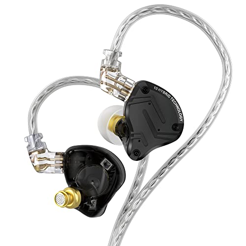 KZ ZS10 PRO X in Ear Monitor Headphones, Upgrade 4BA+1DD Hybrid Driver IEM Earphones, HiFi Metal Wired Gaming Earbuds, for Singers Bass Player Drummers Guitarist Musicians Dj (with Mic,Black) - style: With Mic