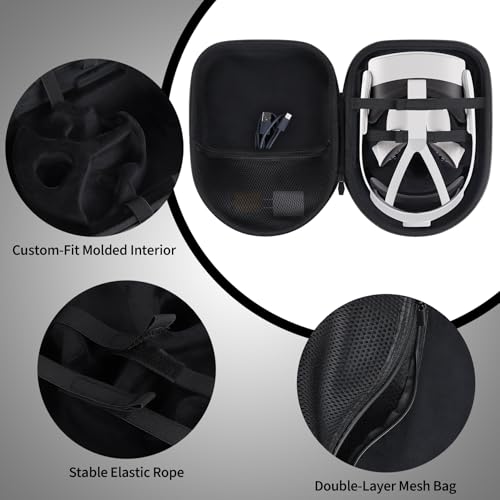 Storage Case Compatible with Meta Quest 3S / Quest 3 VR Headset | Lightweight Carry, Secure Storage, Convenient Zipper, Soft Interior,Black Case - color: Black