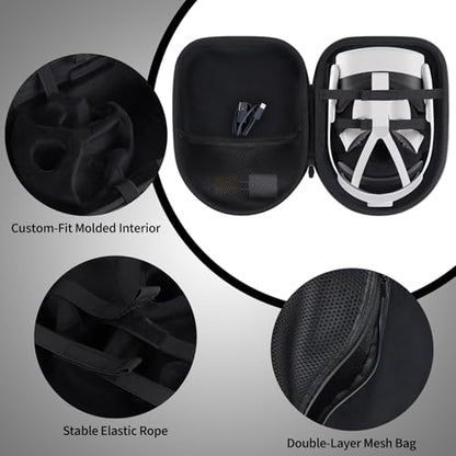 Storage Case Compatible with Meta Quest 3S / Quest 3 VR Headset | Lightweight Carry, Secure Storage, Convenient Zipper, Soft Interior,Black Case - color: Black